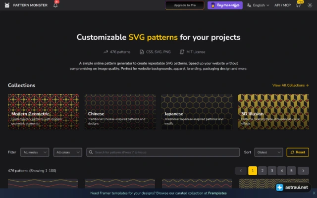 Главная страница Pattern Monster