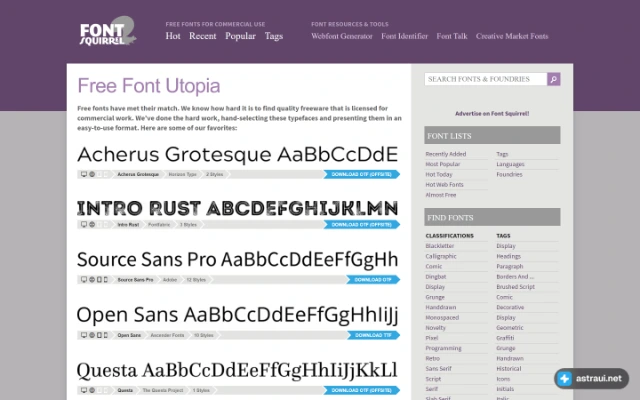 Главная страница Font Squirrel
