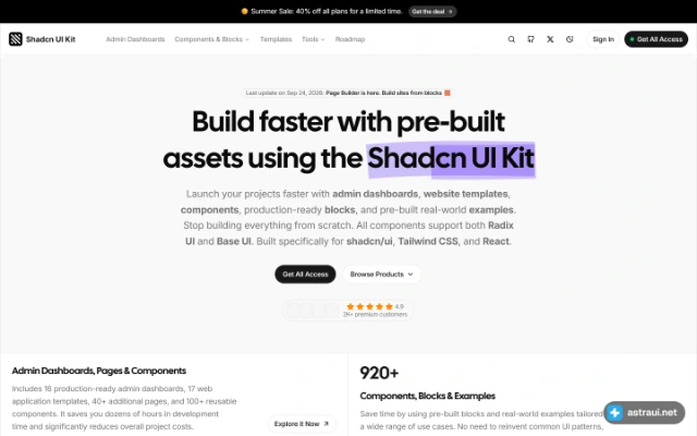 Главная страница Shadcn UI Kit