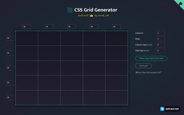 Главная страница CSS Grid Generator