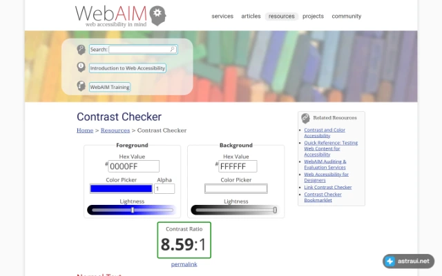 Главная страница WebAIM Contrast Checker