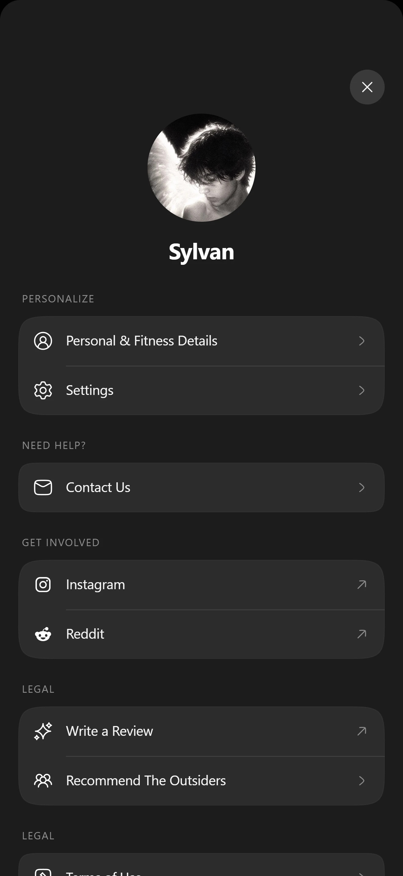Настройки профиля V1 — settings block
