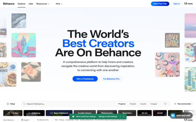 Главная страница Behance