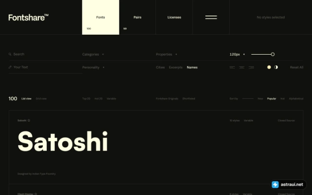 Главная страница Fontshare